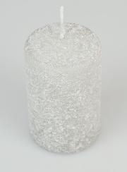 Bougie de Noël Effet Givré 10cm - Argent