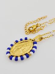 Médaille Miraculeuse Marinière & Chaîne Perles Blanches