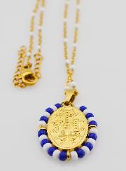 Collier Religieux Perlé & Médaille Miraculeuse Marinière
