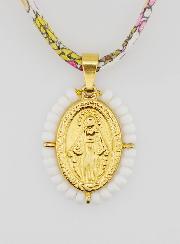 Médaille Miraculeuse Perlée - Cordon Liberty