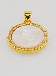 Médaille Saint Michel Laiton & Nacre - 22mm