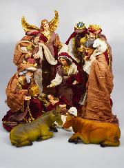 Grande Crèche de Noël 11 Santons Avec Etoffe - 40cm