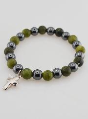 Bracelet en Pierres Naturelles de Vésuvianite & Hématite