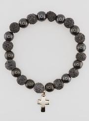 Bracelet Avec Croix - Hématite & Pierre de Lave