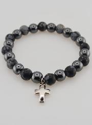 Bracelet en Pierres Naturelles - Obsidienne des Neiges & Hématite