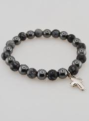Bracelet en Pierres Naturelles - Obsidienne des Neiges & Hématite
