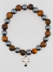 Bracelet Avec Croix - Hématite & Oeil de Tigre