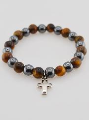 Bracelet Avec Croix - Hématite & Oeil de Tigre