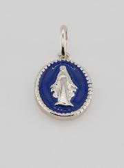 Médaille Miraculeuse Argent & Émail Bleu