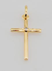 Pendentif Croix en Plaqué Or & Zircon