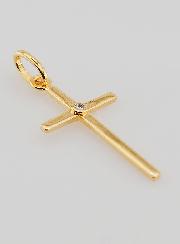 Pendentif Croix en Plaqué Or & Zircon
