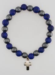 Bracelet Avec Croix - Hématite & Lapis Lazuli