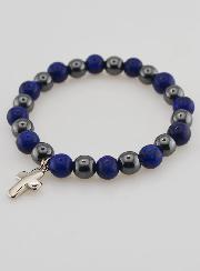 Bracelet Avec Croix - Hématite & Lapis Lazuli