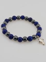 Bracelet Avec Croix - Hématite & Lapis Lazuli