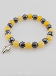 Bracelet Avec Croix - Hématite & Calcite Jaune