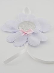 Cadeau de Baptême - Médaille de Berceau Fleur - Ange Gardien