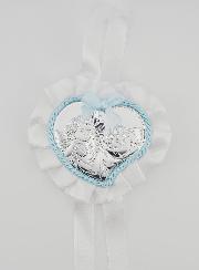 Cadeau de Baptême - Médaille de Berceau Coeur & Ange Gardien