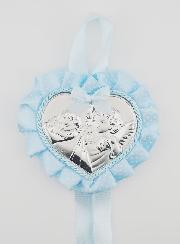 Cadeau de Baptême - Médaille de Berceau Coeur Ange Lanterne