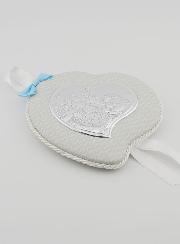 Cadeau de Baptême Garçon - Médaille de Berceau Cuir - Ange Lanterne