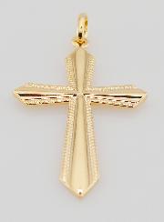 Pendentif Croix Bords Ciselés en Plaqué Or - 30mm