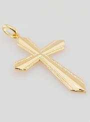 Pendentif Croix Bords Ciselés en Plaqué Or - 30mm