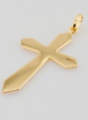 Pendentif Croix Bords Ciselés en Plaqué Or - 30mm