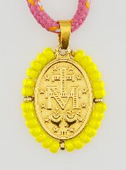 Collier Cordon Miraculeuse & Perles Jaunes