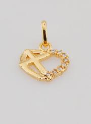 Pendentif Coeur & Croix en Plaqué Or