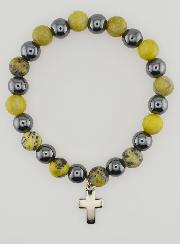 Bracelet Avec Croix - Hématite & Serpentine