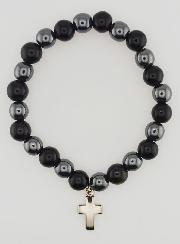 Bracelet Avec Croix - Hématite & Obsidienne Dorée