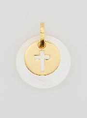 Médaille Jeton Plaqué Or & Nacre - Croix