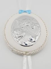 Cadeau de Baptême Garçon - Médaille de Berceau Ange Lanterne