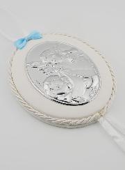 Cadeau de Baptême Garçon - Médaille de Berceau Ange Lanterne