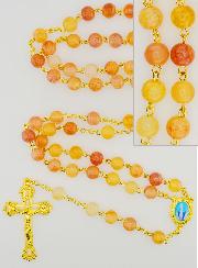 Chapelet Vierge Miraculeuse Grains en Verre - Orange