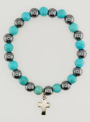 Bracelet Religieux avec Croix - Hématite & Turquoise