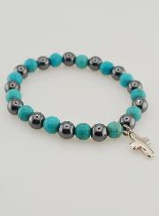 Bracelet Religieux avec Croix - Hématite & Turquoise