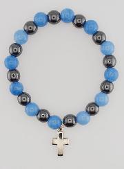 Bracelet Religieux avec Croix - Hématite & Angélite