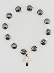 Bracelet Avec Croix - Hématite & Cristal de Roche