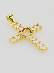 Pendentif Croix Coeur Oxydes de Zirconiums - 25mm