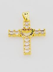 Pendentif Croix Coeur Oxydes de Zirconiums - 25mm