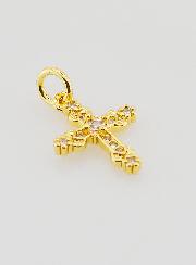 Pendentif Croix Baroque Dorée - 15mm