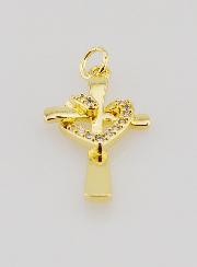 Pendentif Croix Coeur Enlacé - 25mm
