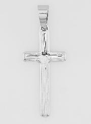Pendentif Croix Striée en Inox Argenté -  35mm