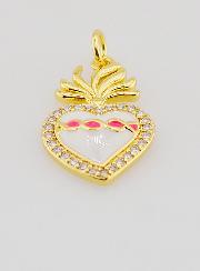 Pendentif Ex-Voto en Laiton Doré & Émail - 20mm