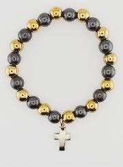 Bracelet Religieux avec Croix - Hématite & Pyrite