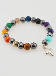 Bracelet Religieux avec Croix - Hématite & Pierres
