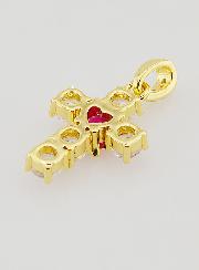 Pendentif Croix Coeur Rouge - 15mm