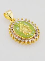 Médaille Vierge Miraculeuse Vert - 17mm