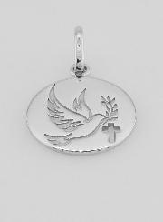 Médaille Esprit Saint & Croix en Argent - 15mm