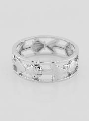 Bague Argent Ajourée Coquille & Ancre - T56